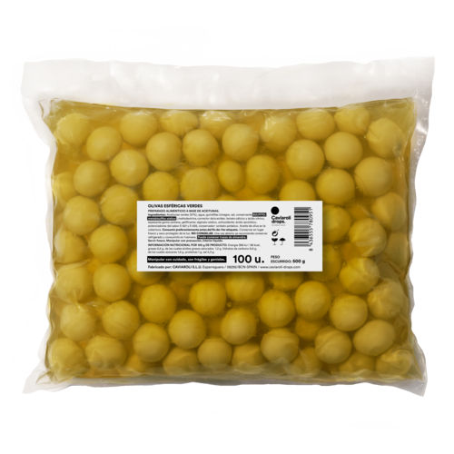 Nuevas bolsas de olivas esféricas Caviaroli DROPS para catering y HORECA