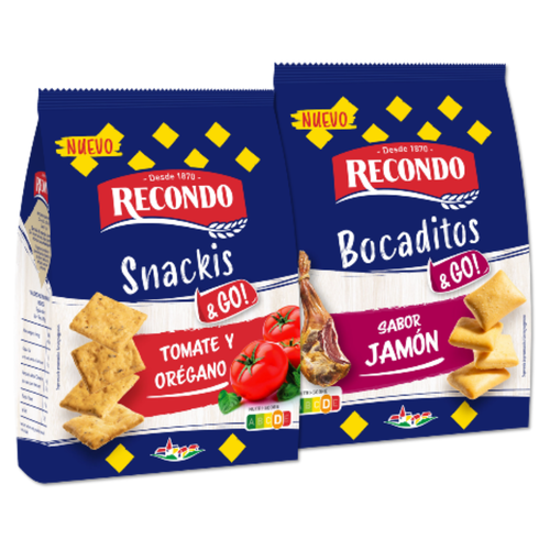 Recondo amplía su gama &GO! de snacking con dos nuevas y deliciosas propuestas: Snackis Tomate & Orégano y Bocaditos Jamón