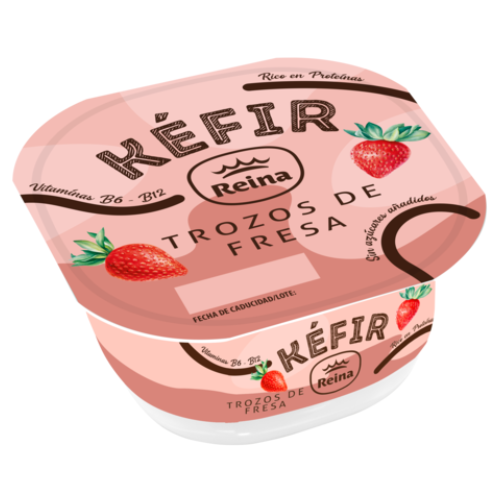 Reina lanza dos nuevas referencias de kéfir: trozos de fresa 180g y trozos de mango 180g
