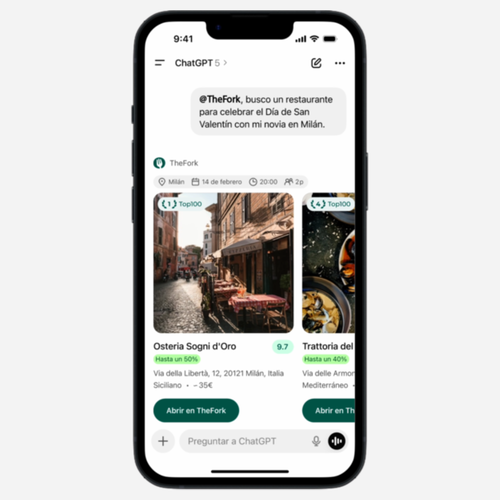 TheFork lanza una nueva funcionalidad que permite hacer reservas en restaurantes con IA a través de ChatGPT