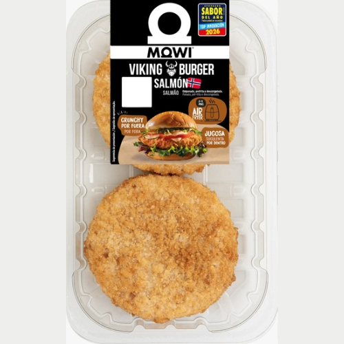 Mowi lanza la Viking Burger, la hamburguesa de salmón 100% noruego con rebozado crujiente