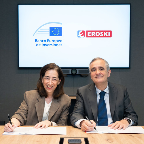 El BEI y Eroski firman un préstamo de 40 millones de euros para impulsar la innovación tecnológica y eficiencia energética de sus establecimientos