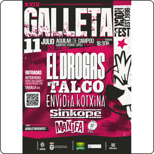 El Drogas, Talco, Envidia Kotxina y Sínkope encabezan el cartel del Galleta Rock Fest 2026