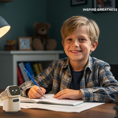 TCL presenta Tbot, un asistente de escritorio con IA diseñado para ampliar la experiencia del reloj infantil