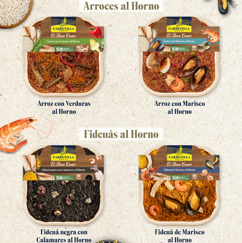Carretilla amplia su gama de Refrigerados con Arroces y Fideuás al Horno, en un innovador envase de celulosa